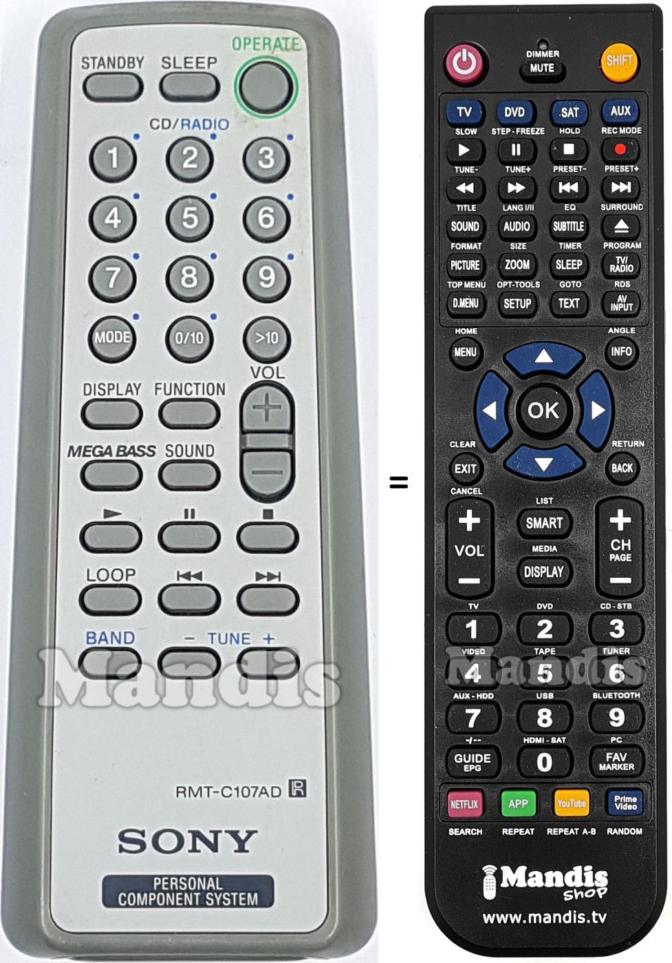 Replacement remote control Sony RMT-C107AD