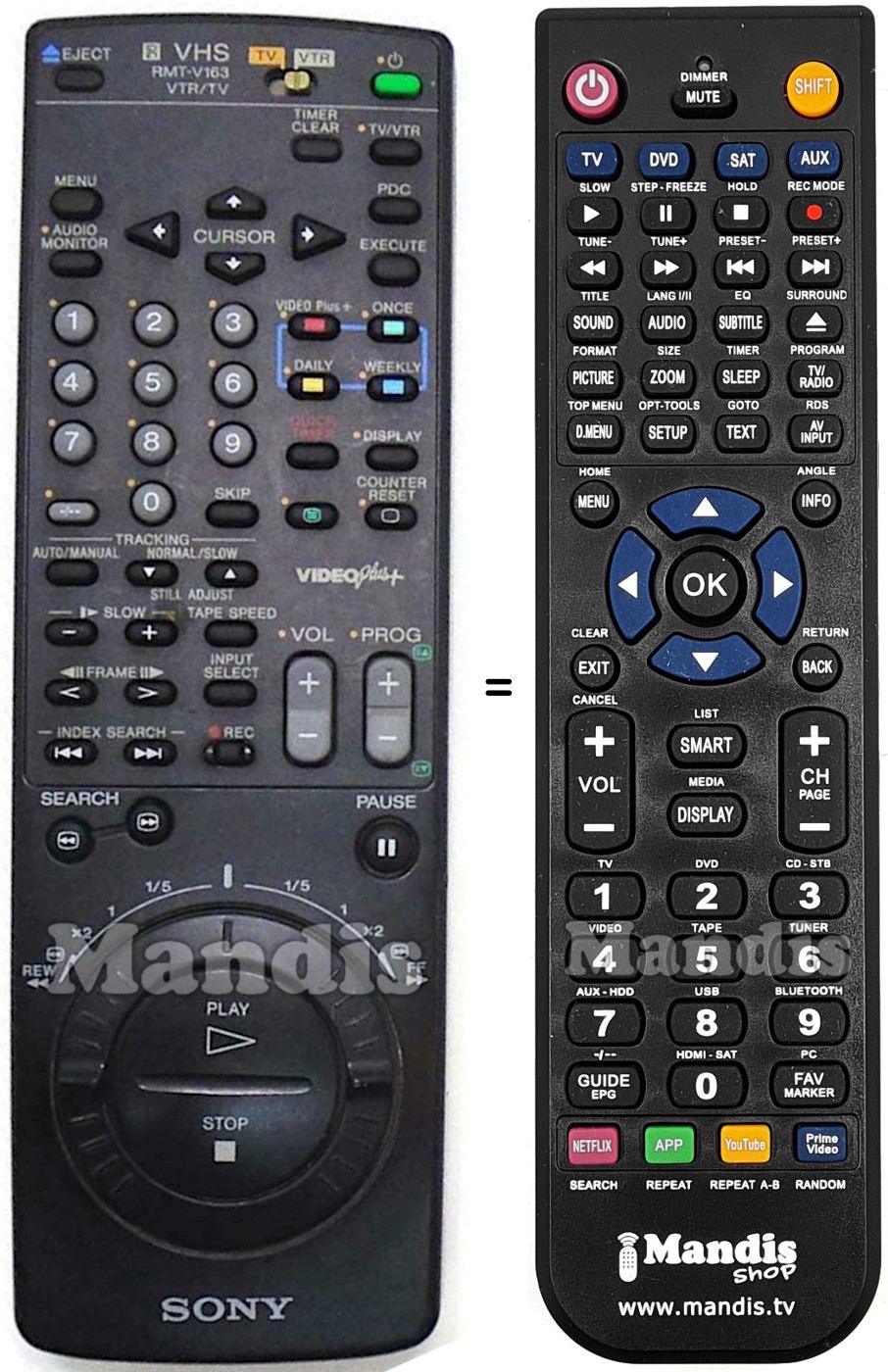 Replacement remote control Sony RMT-V163A