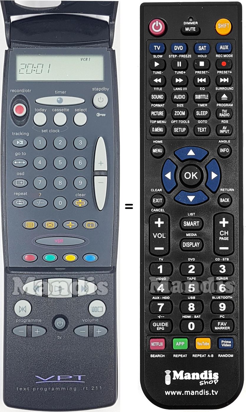 Replacement remote control Erres RT211-114