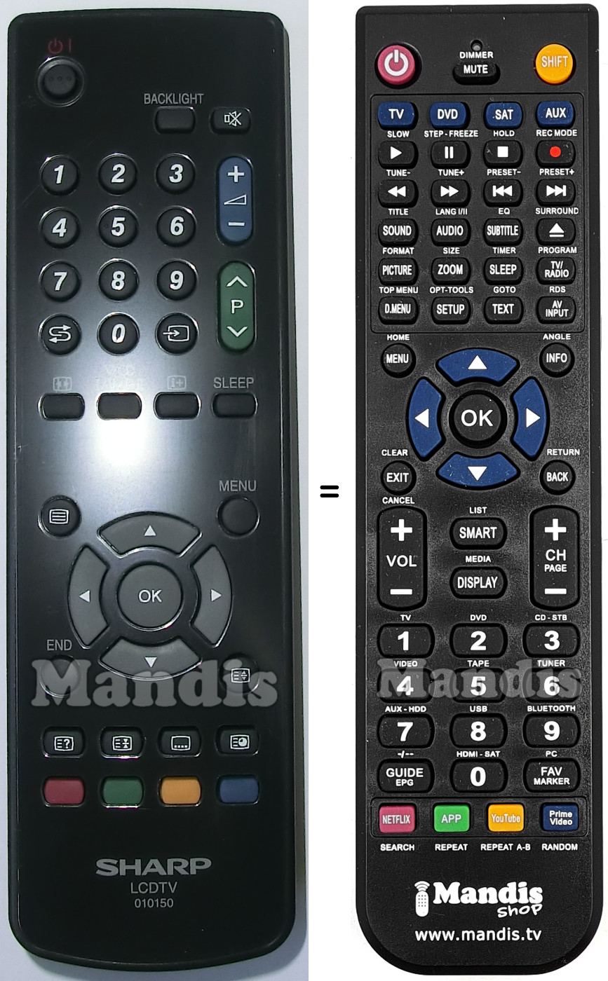 Replacement remote control Sharp 010150