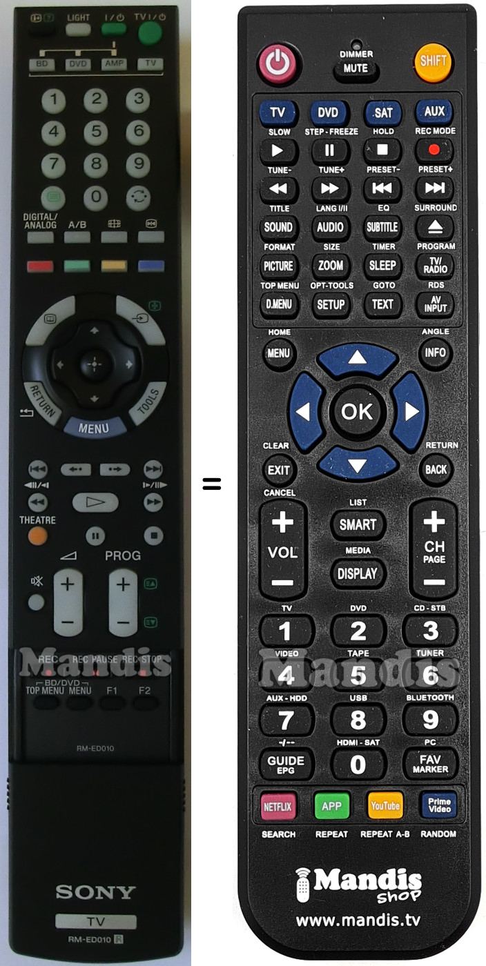 Replacement remote control Sony RM-ED010