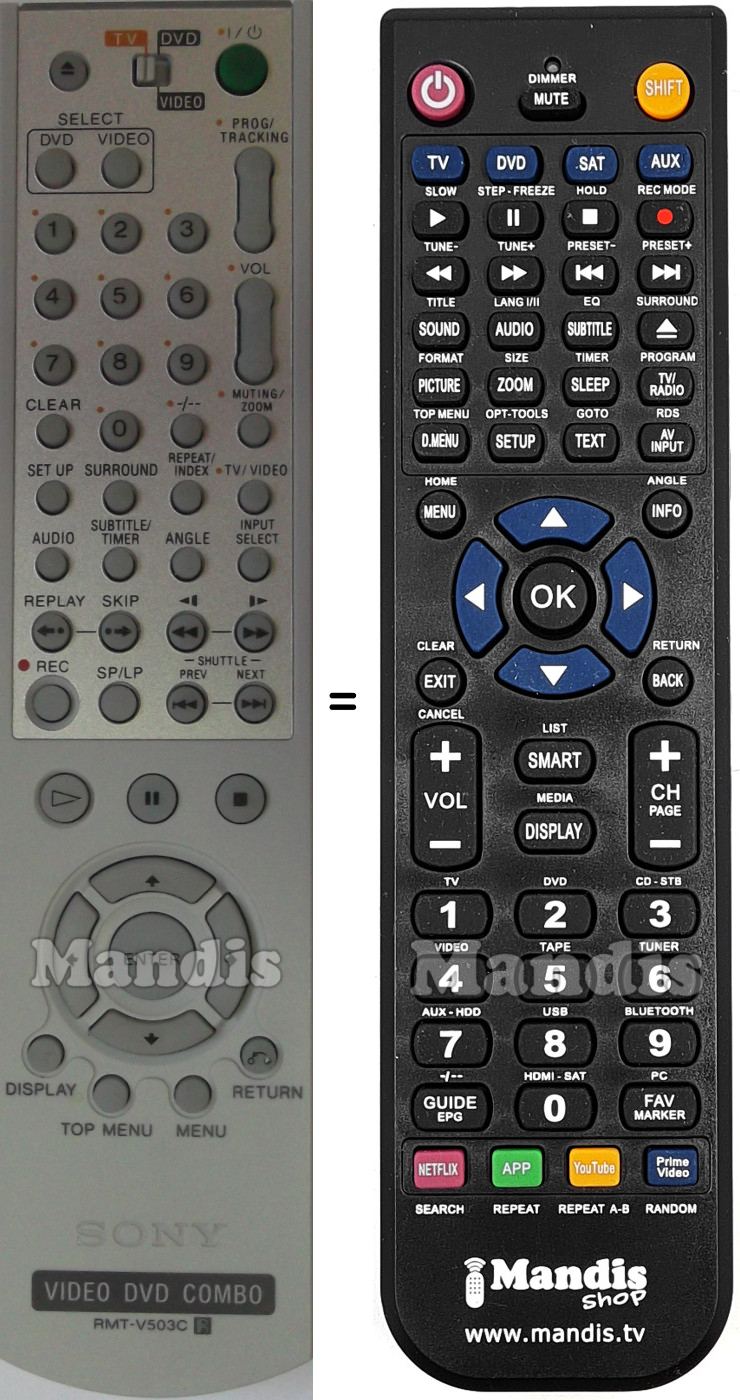 Replacement remote control Sony RMT-V503C