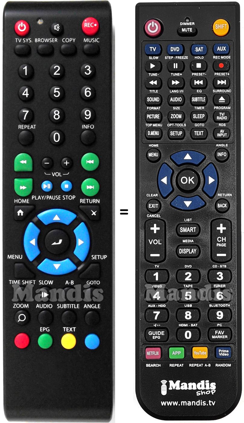 Replacement remote control MEDIACOM REMCON1650