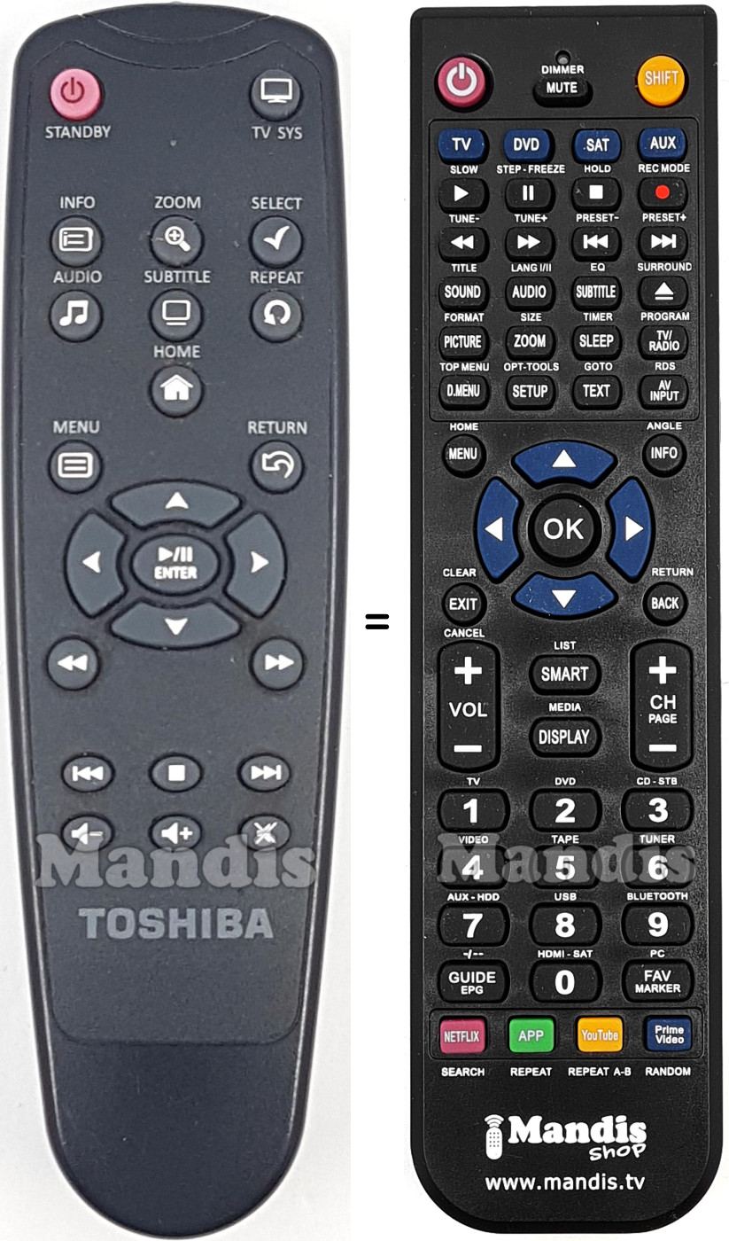 Replacement remote control Toshiba Store Tv2
