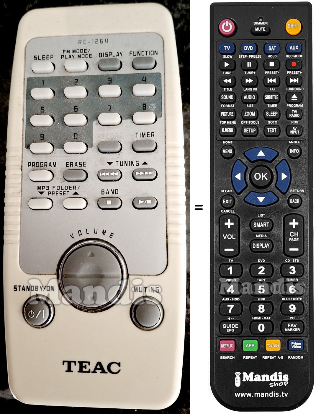 Replacement remote control RC-1264