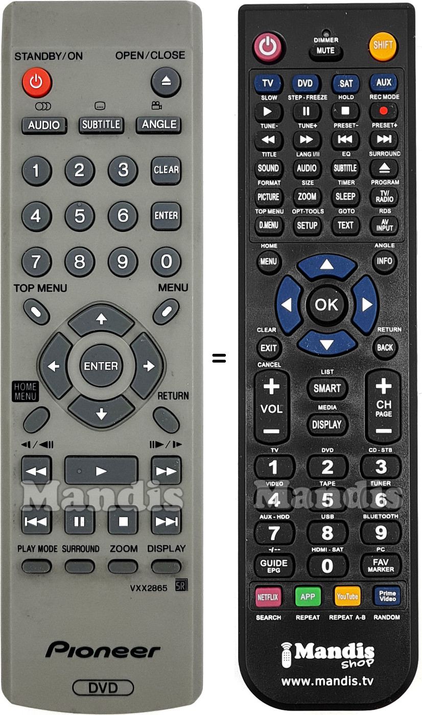 Replacement remote control Pioneer VXX2865