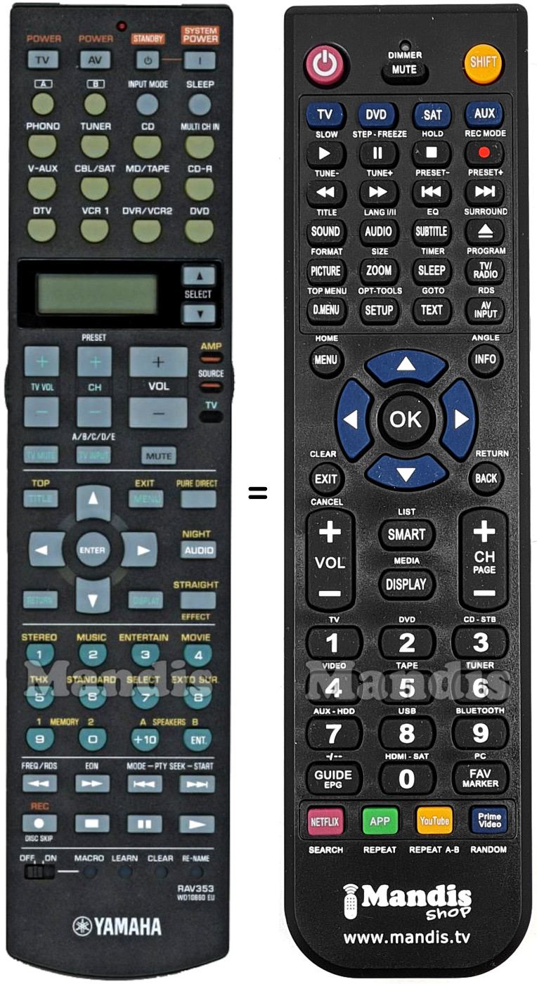 Replacement remote control Yamaha RAV353