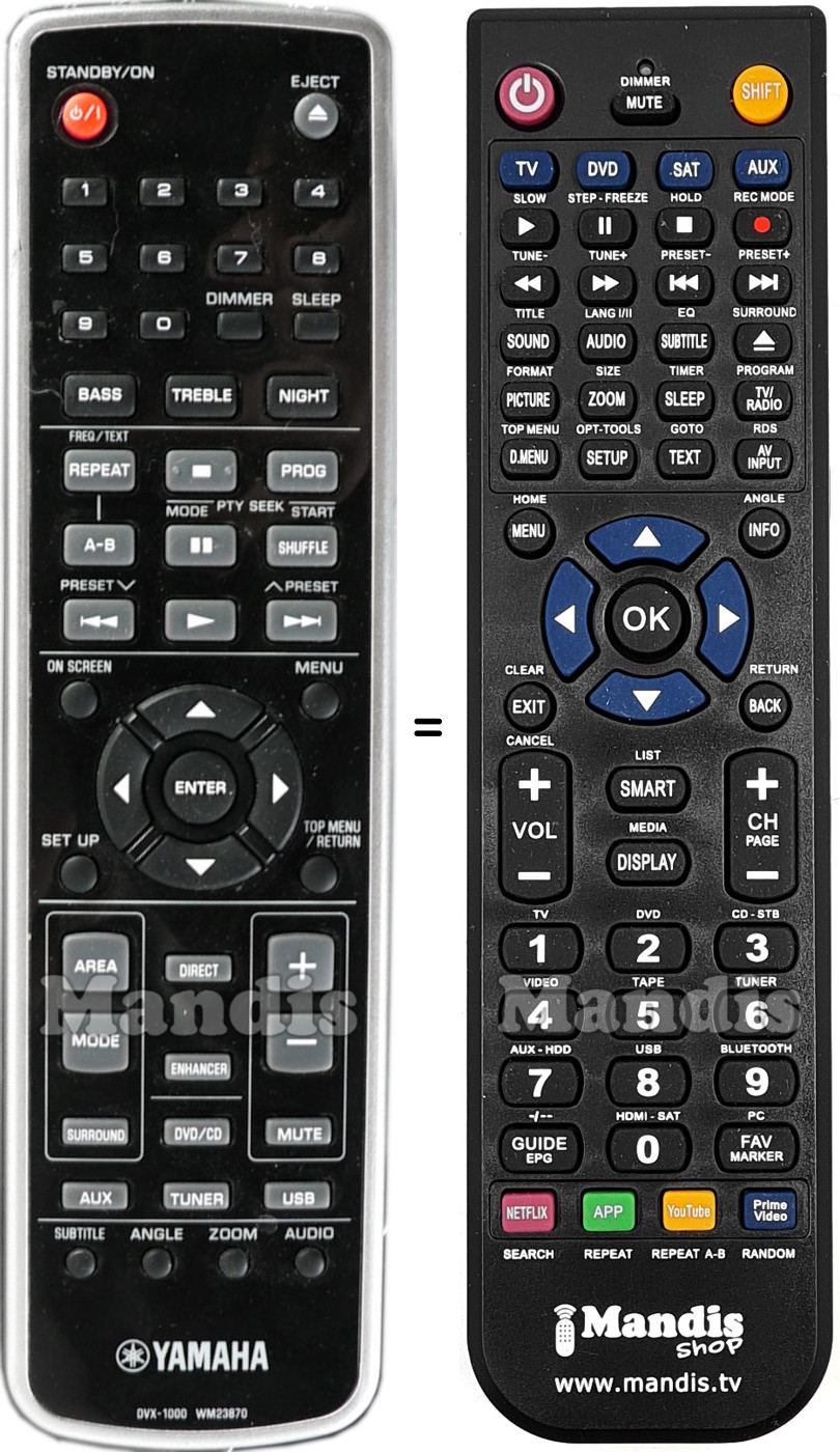 Replacement remote control Yamaha DVX1000