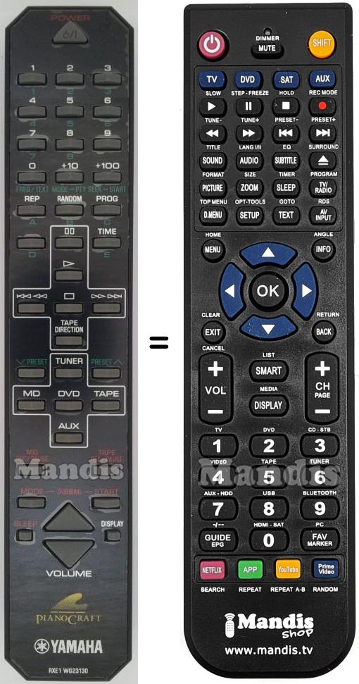 Replacement remote control Yamaha RXE1