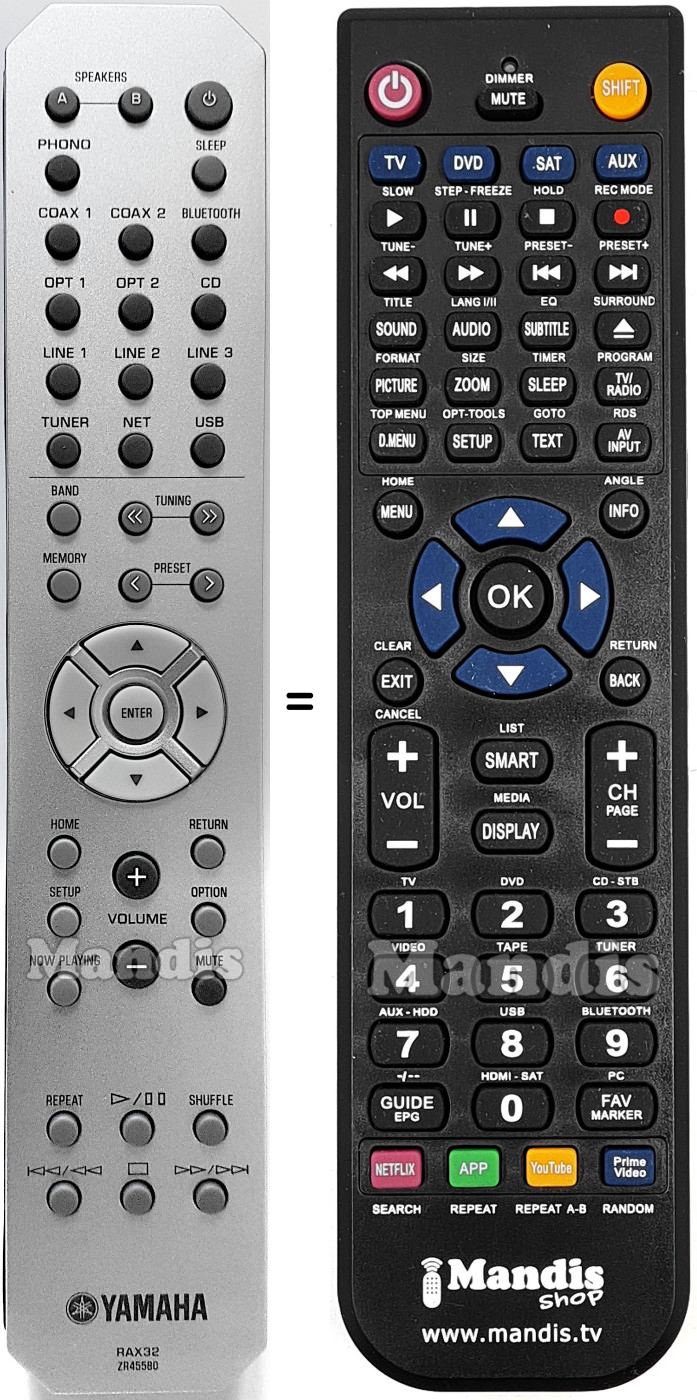 Replacement remote control Yamaha RAX32