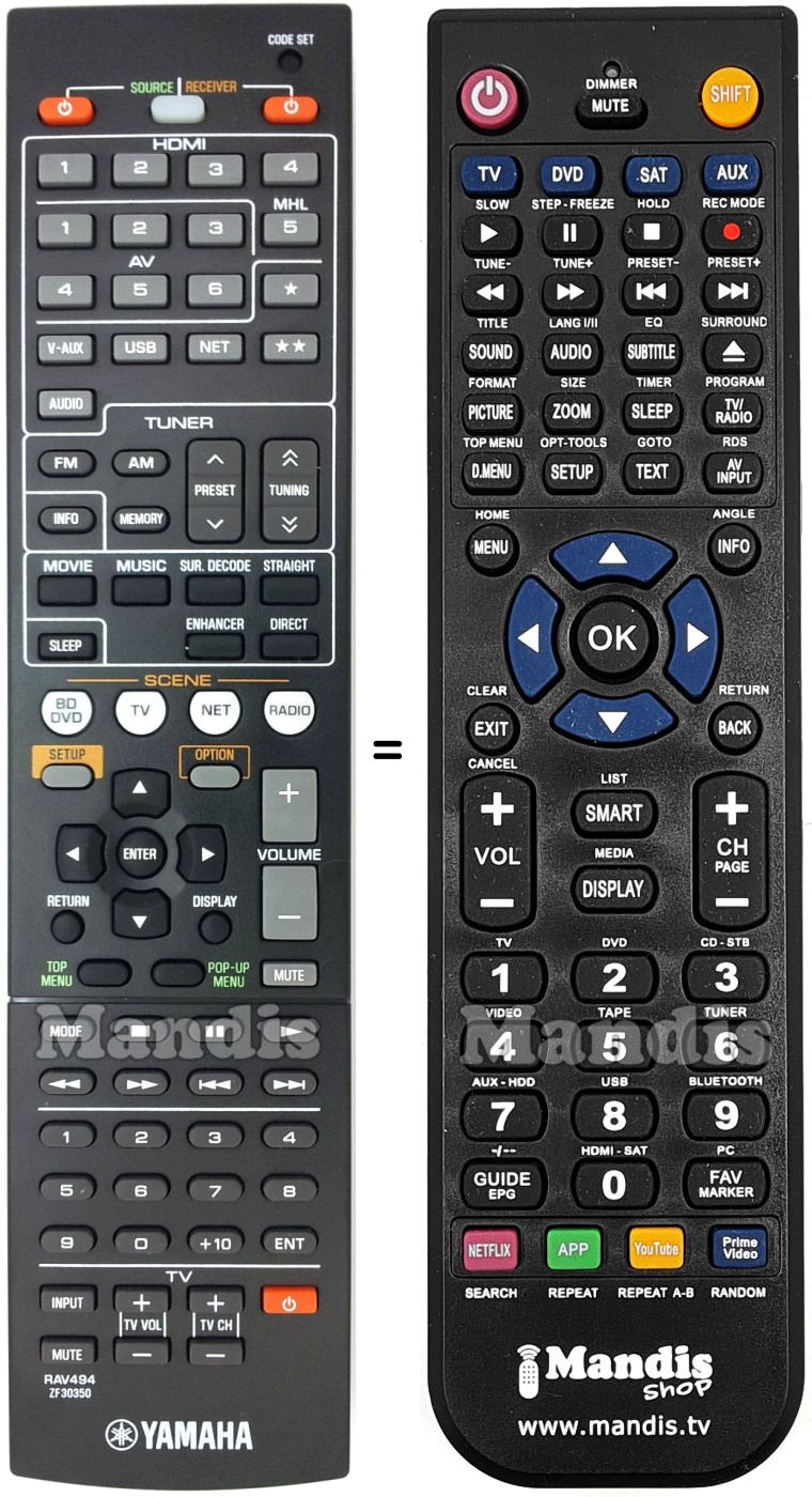 Replacement remote control Yamaha RAV494