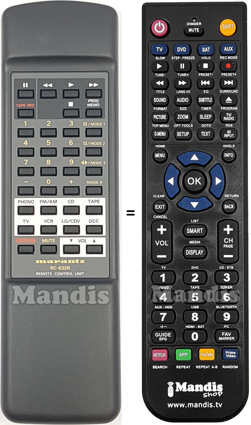 Replacement remote control Marantz RC-63SR