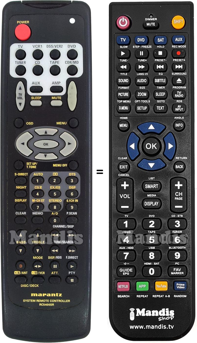Replacement remote control Marantz RC5400SR