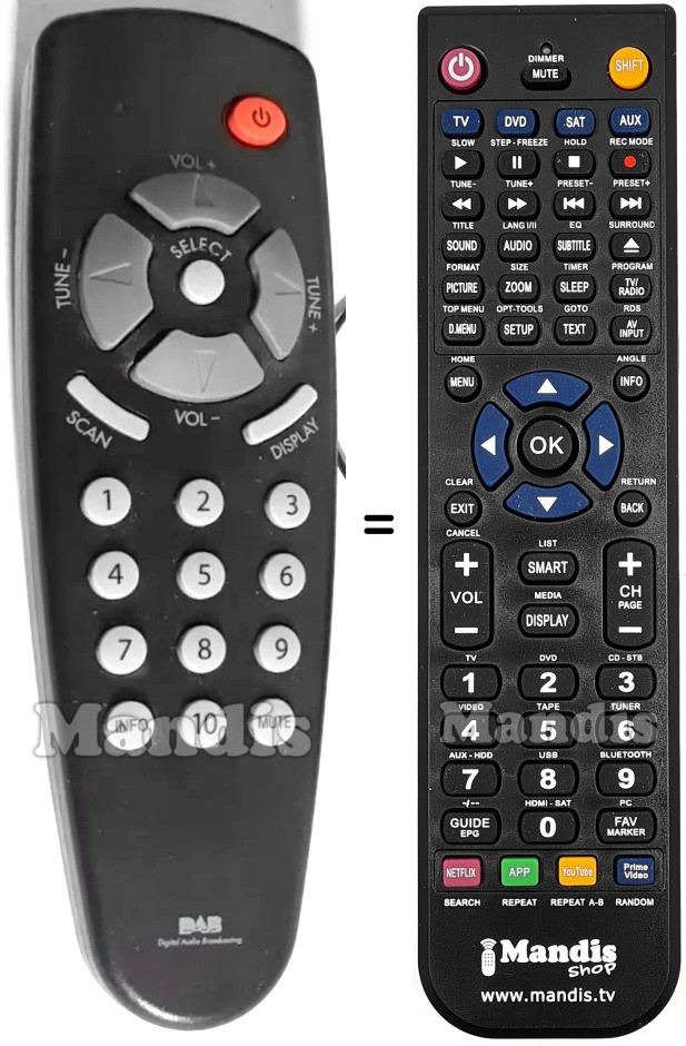 Replacement remote control Matsui DA-1 DAB TUNER