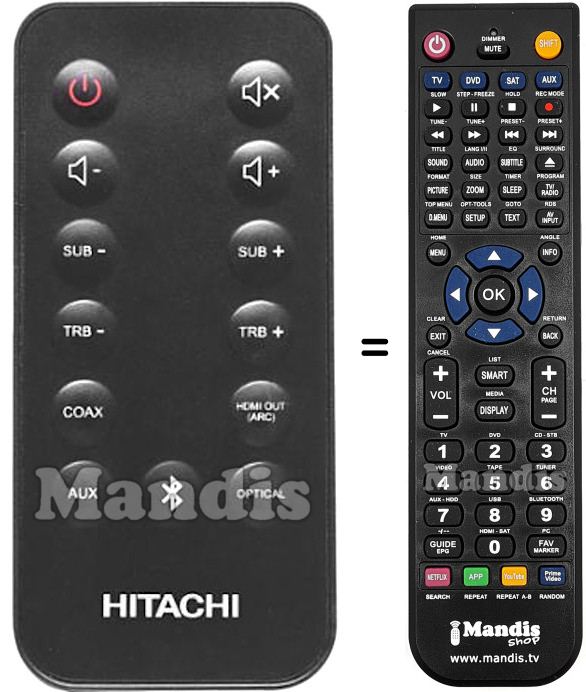 Replacement remote control Hitachi AXS240BTU