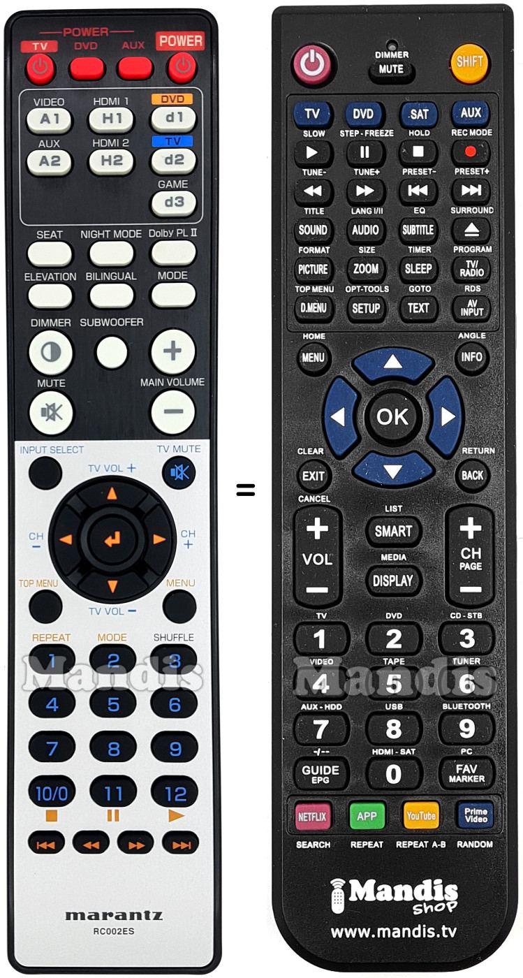 Replacement remote control Marantz RC002ES