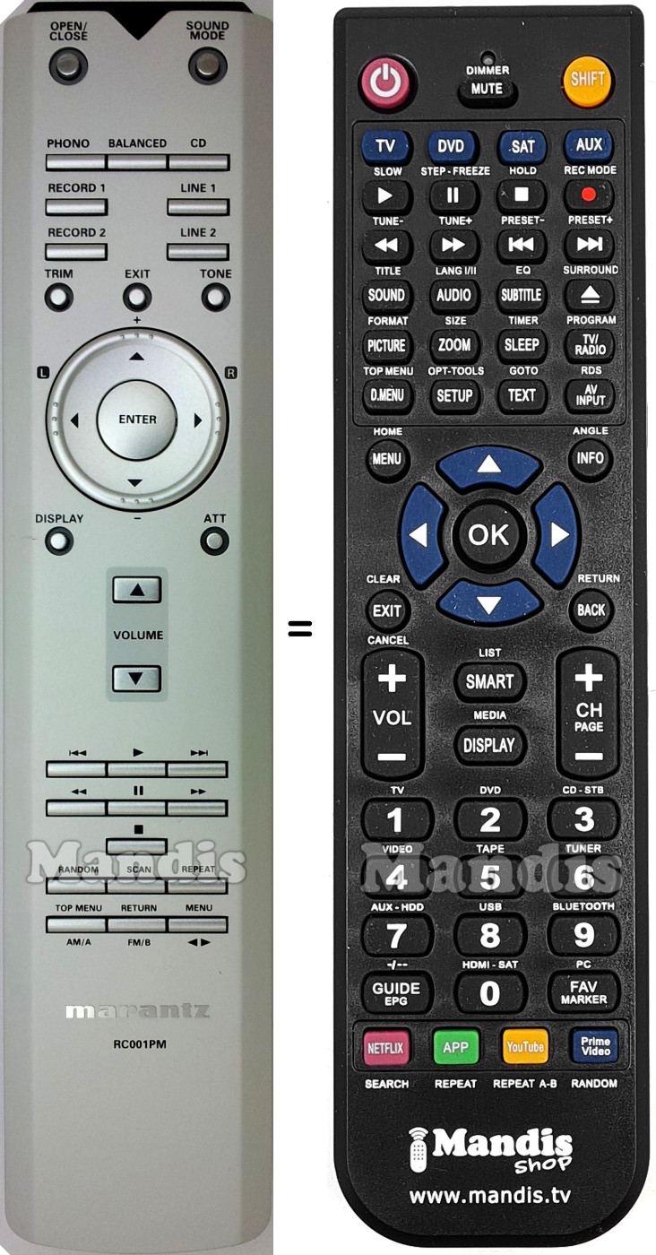 Replacement remote control Marantz RC001PM