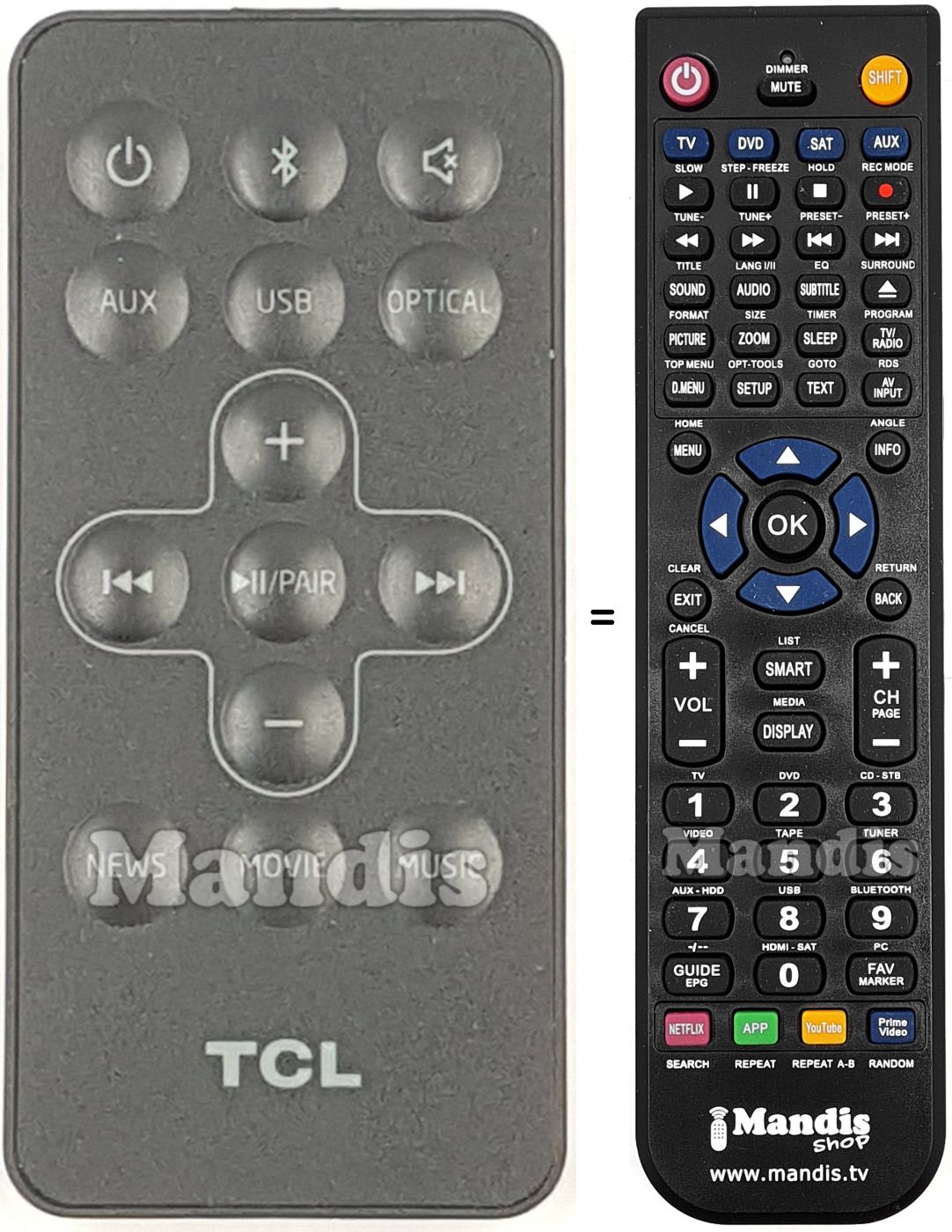 Replacement remote control Tcl MA06TS5TSPN03RC1