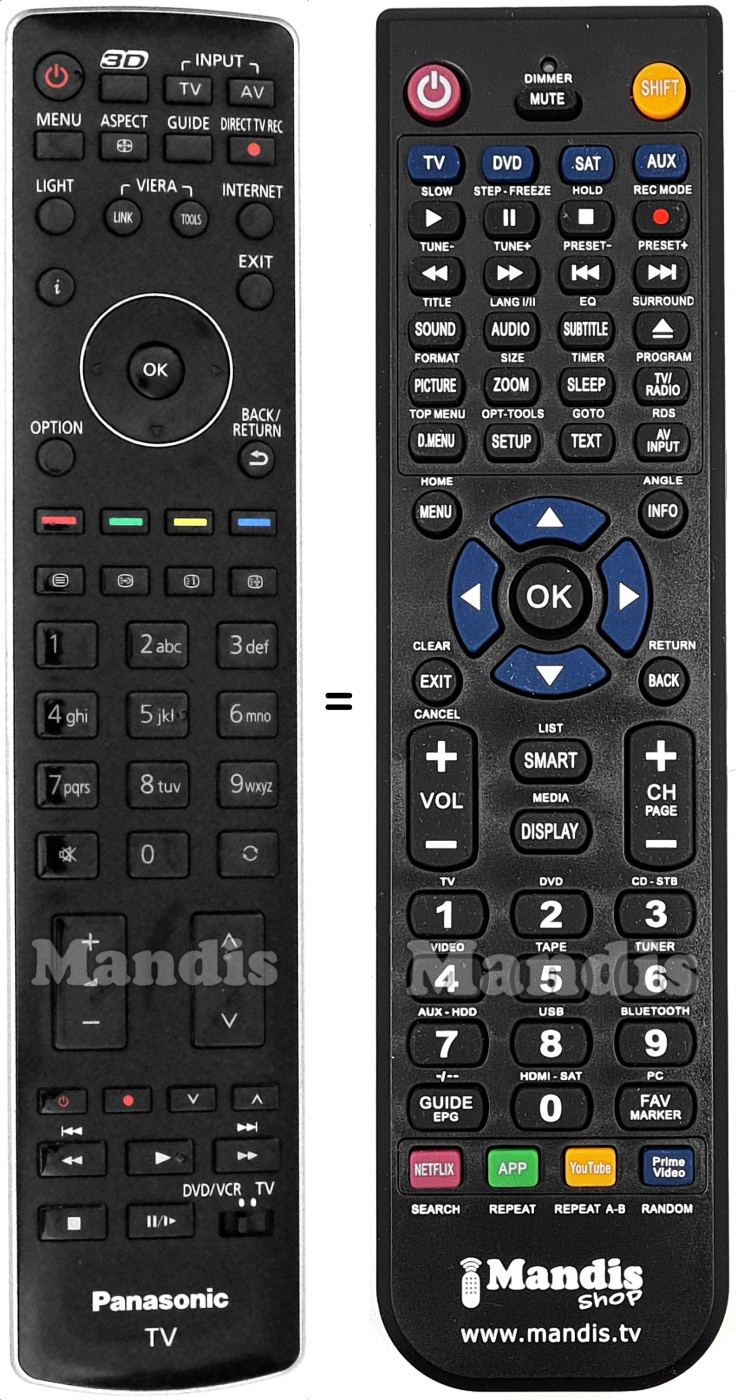 Replacement remote control Panasonic N2QAYB000593