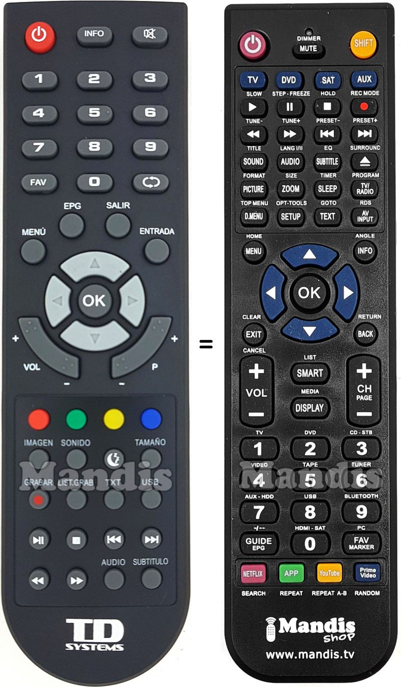 Replacement remote control TD Systems K24DLH8H