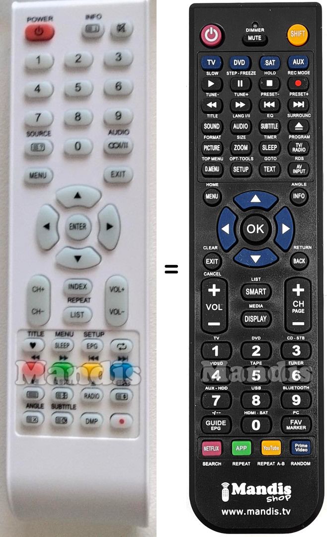 Replacement remote control Saba LED22AHD1050ED