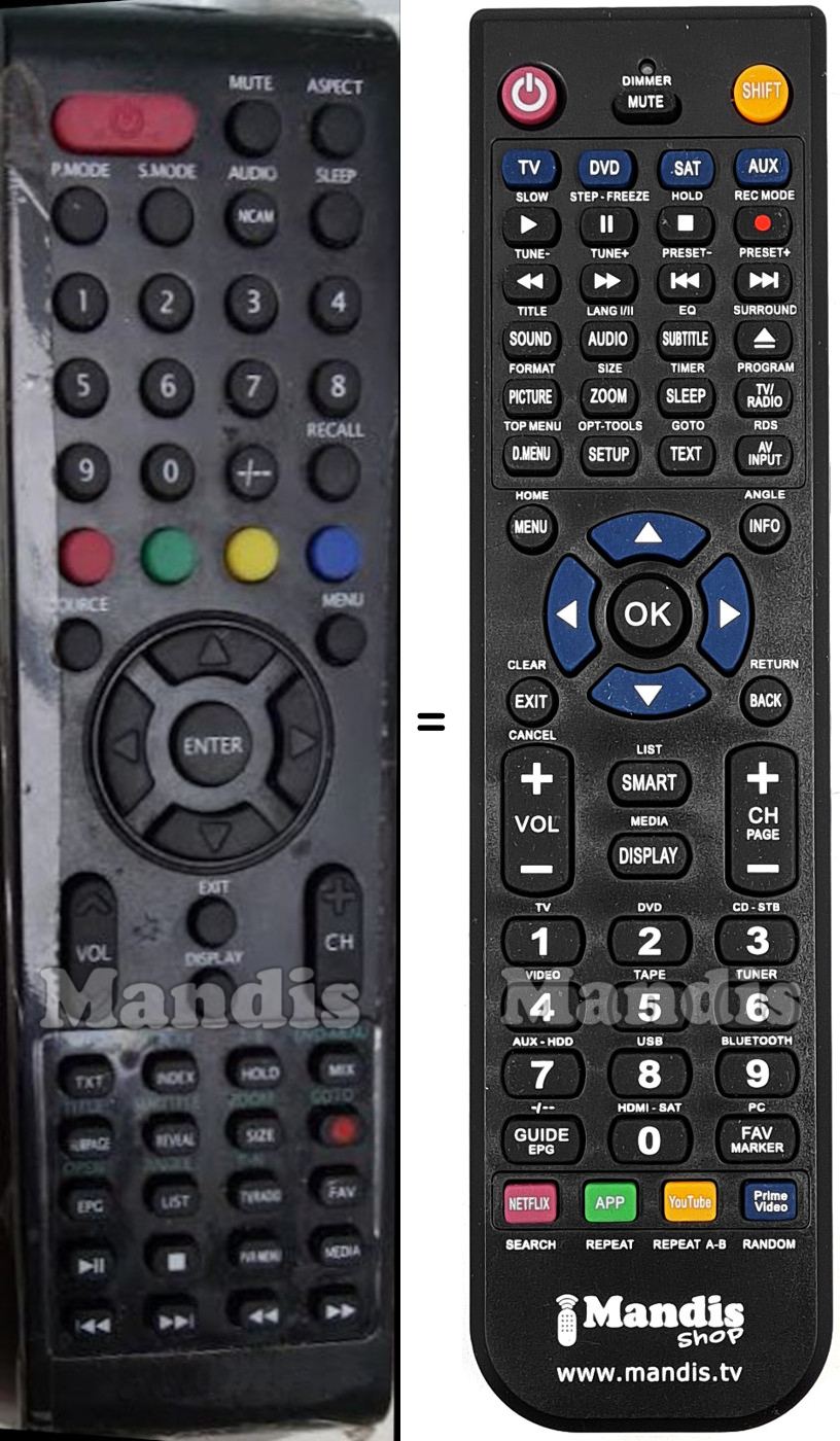 Replacement remote control VD Tech Various003