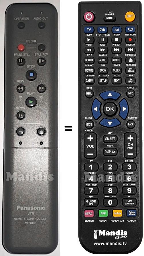 Replacement remote control Panasonic VEQ1195