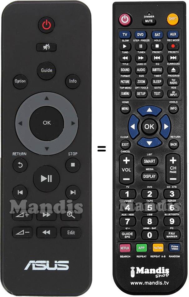 Replacement remote control ASUS OPLAY MINI V2