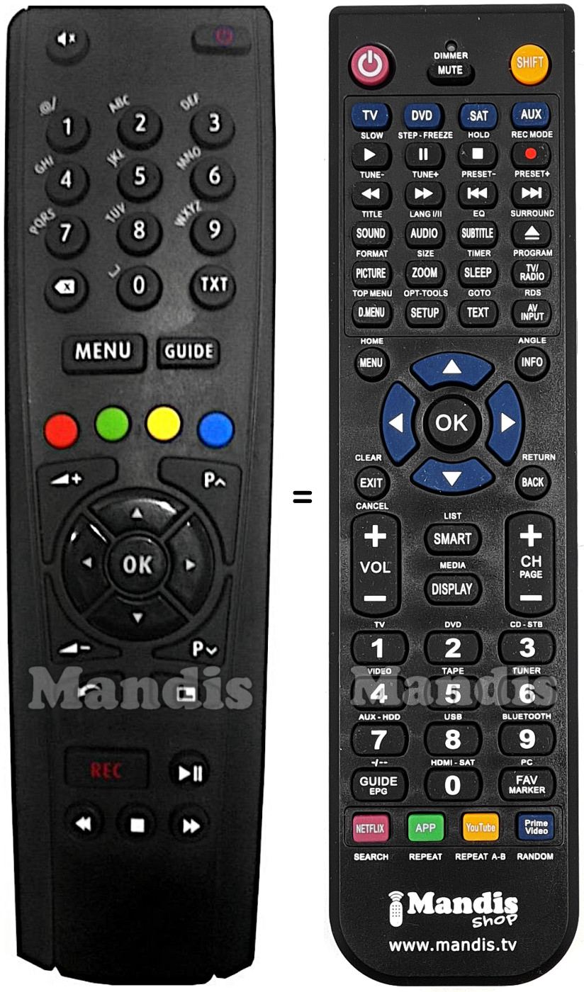 Replacement remote control Netgem MADISON2