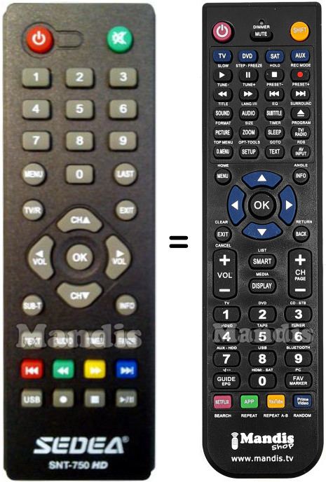 Replacement remote control DIGITRONIC SNT750HD