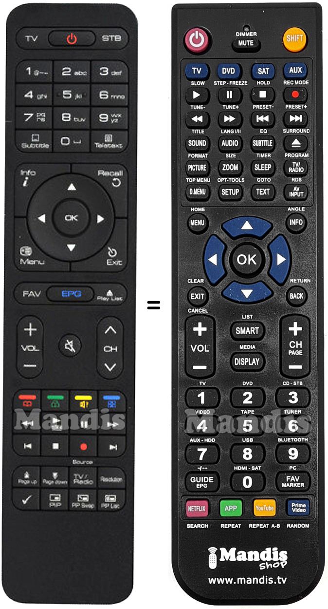 Replacement remote control Tiviar SX6