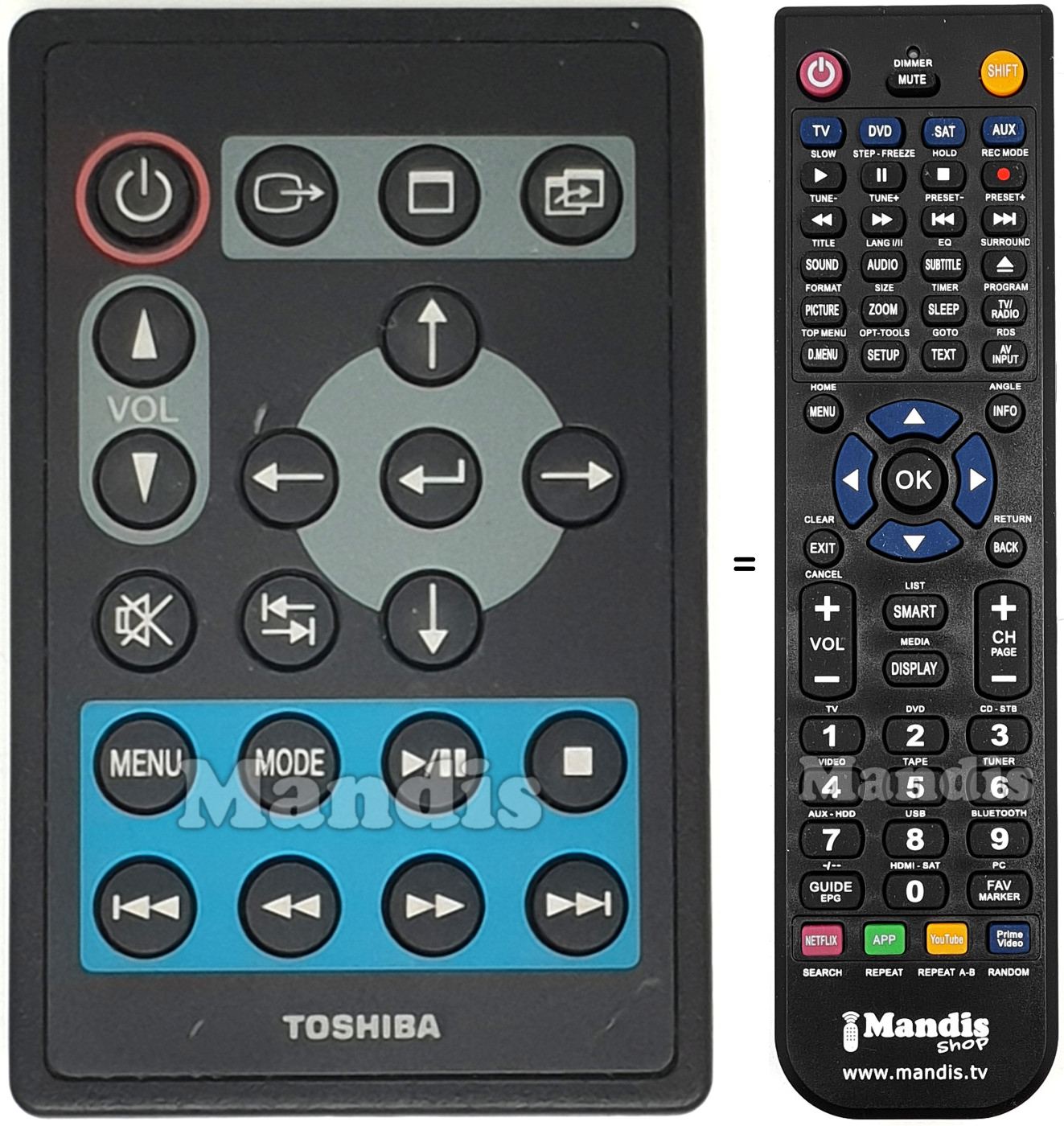 Replacement remote control TOS001