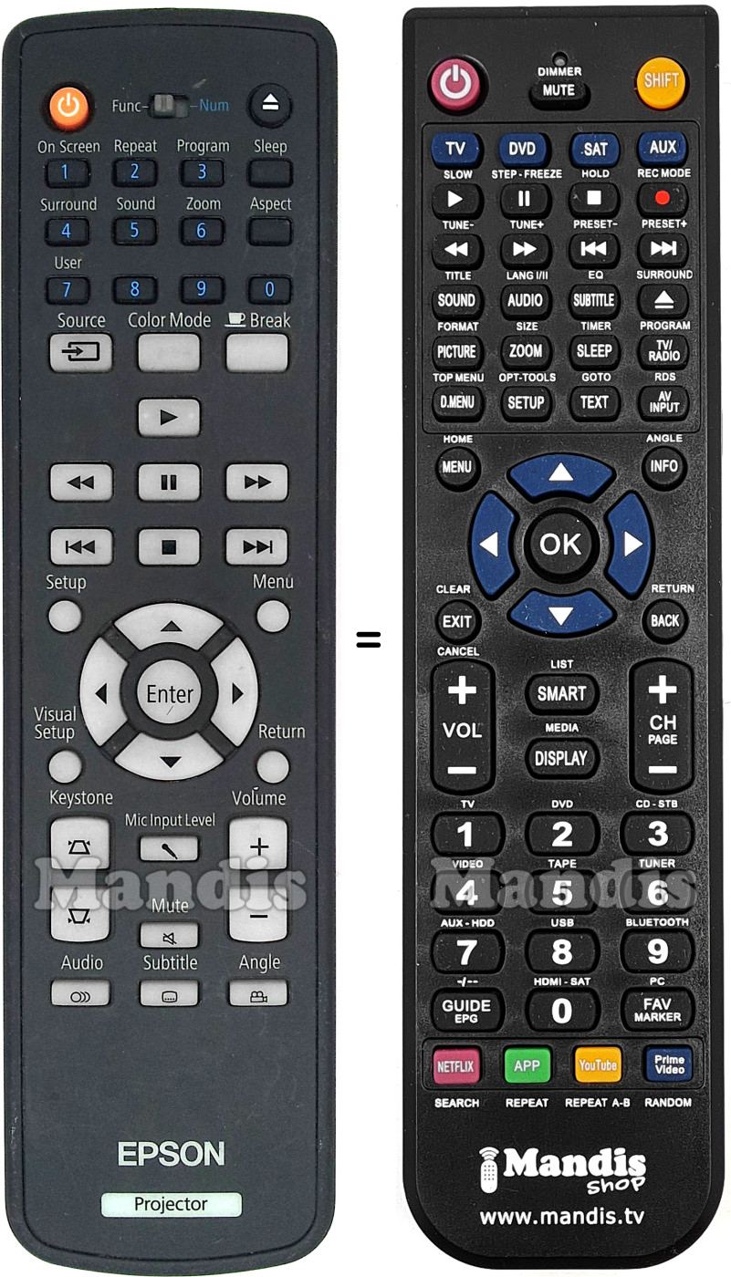 Replacement remote control Epson 1514830