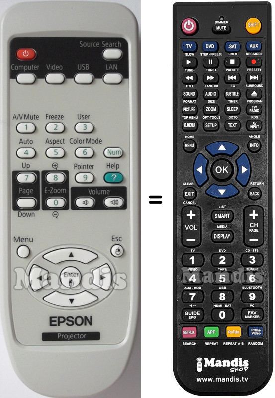 Replacement remote control Epson EB-455WI