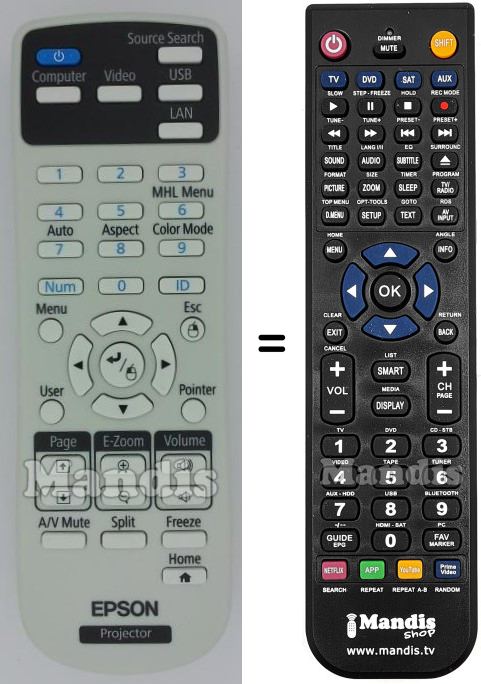 Replacement remote control Epson 1648806