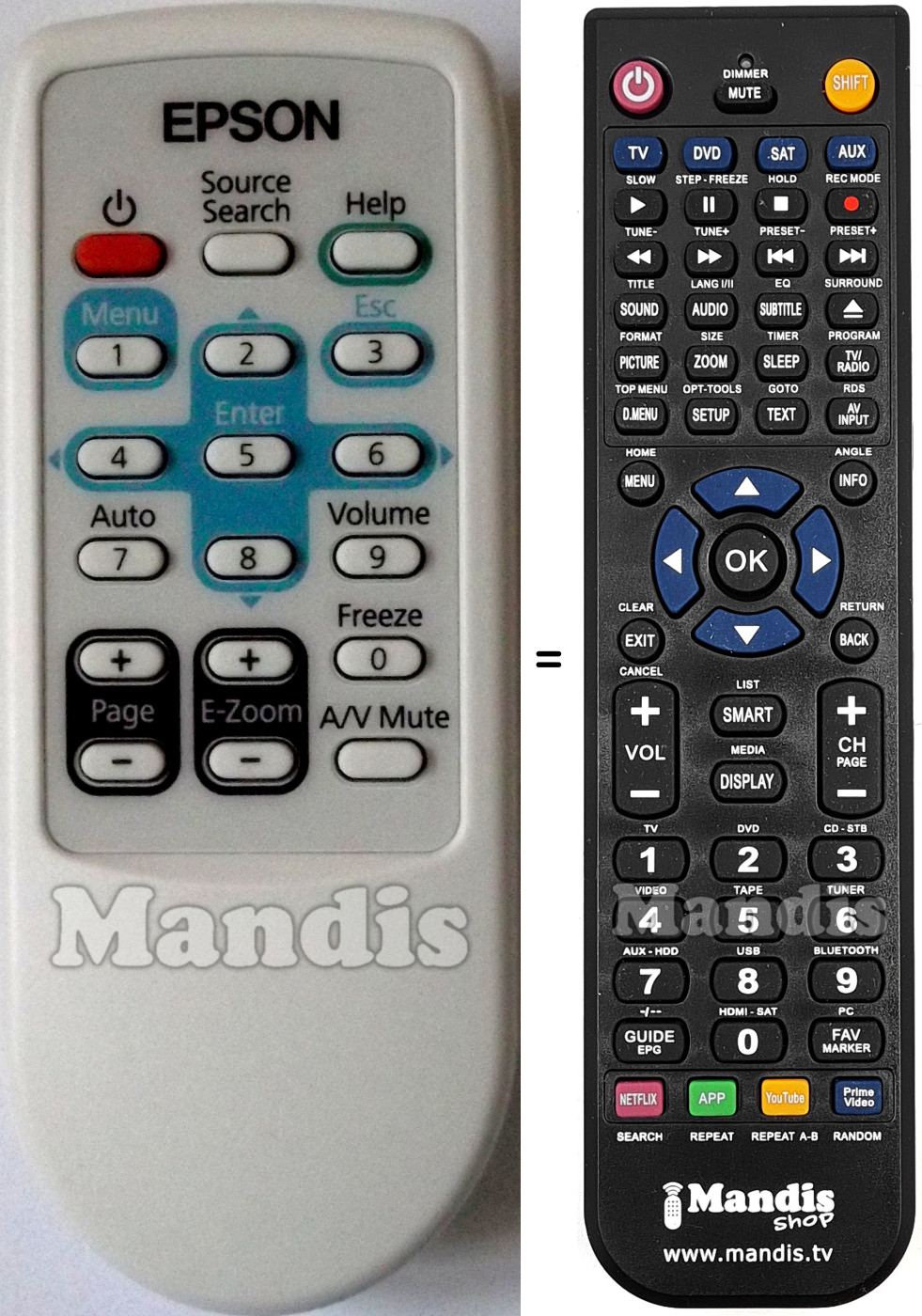 Replacement remote control Epson 1491605