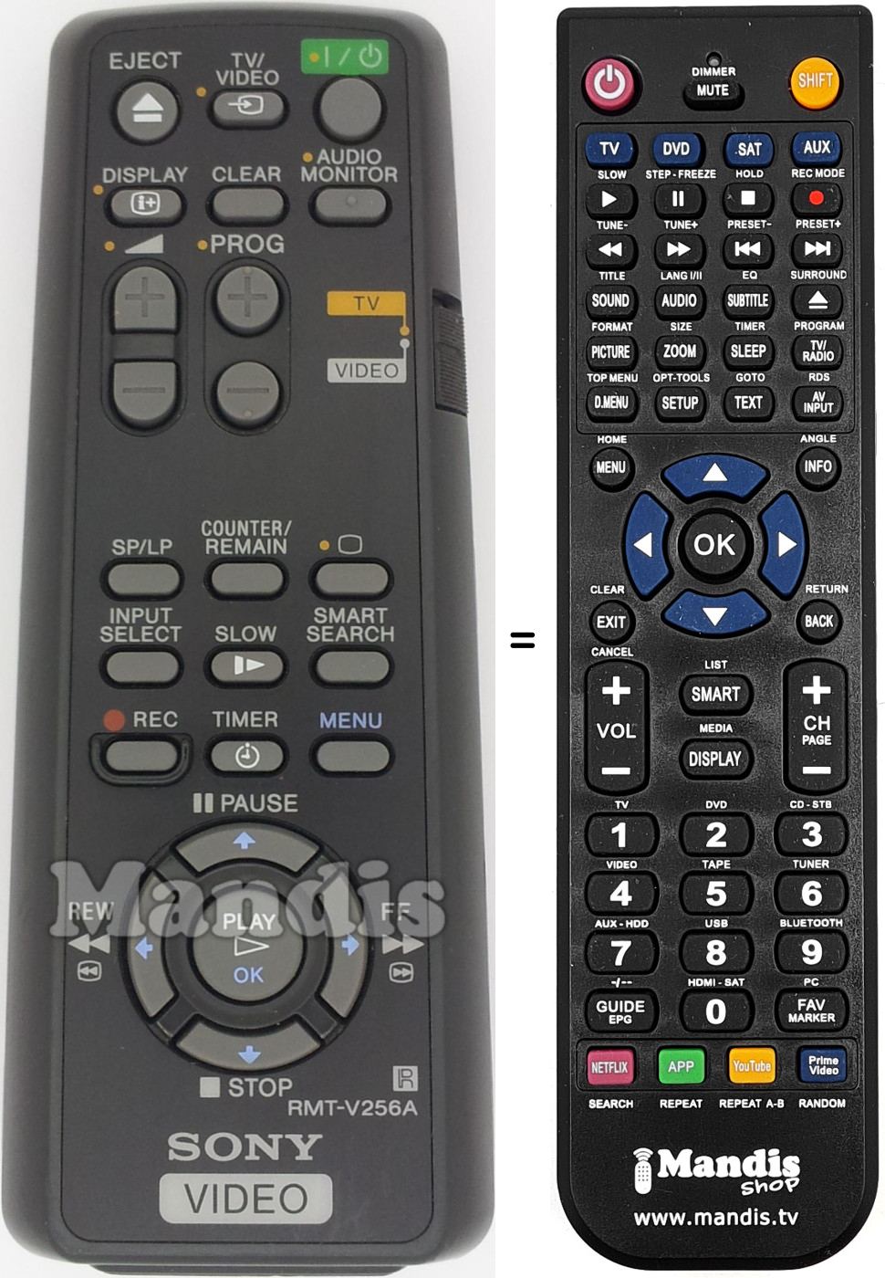 Replacement remote control RMT-V 256 A