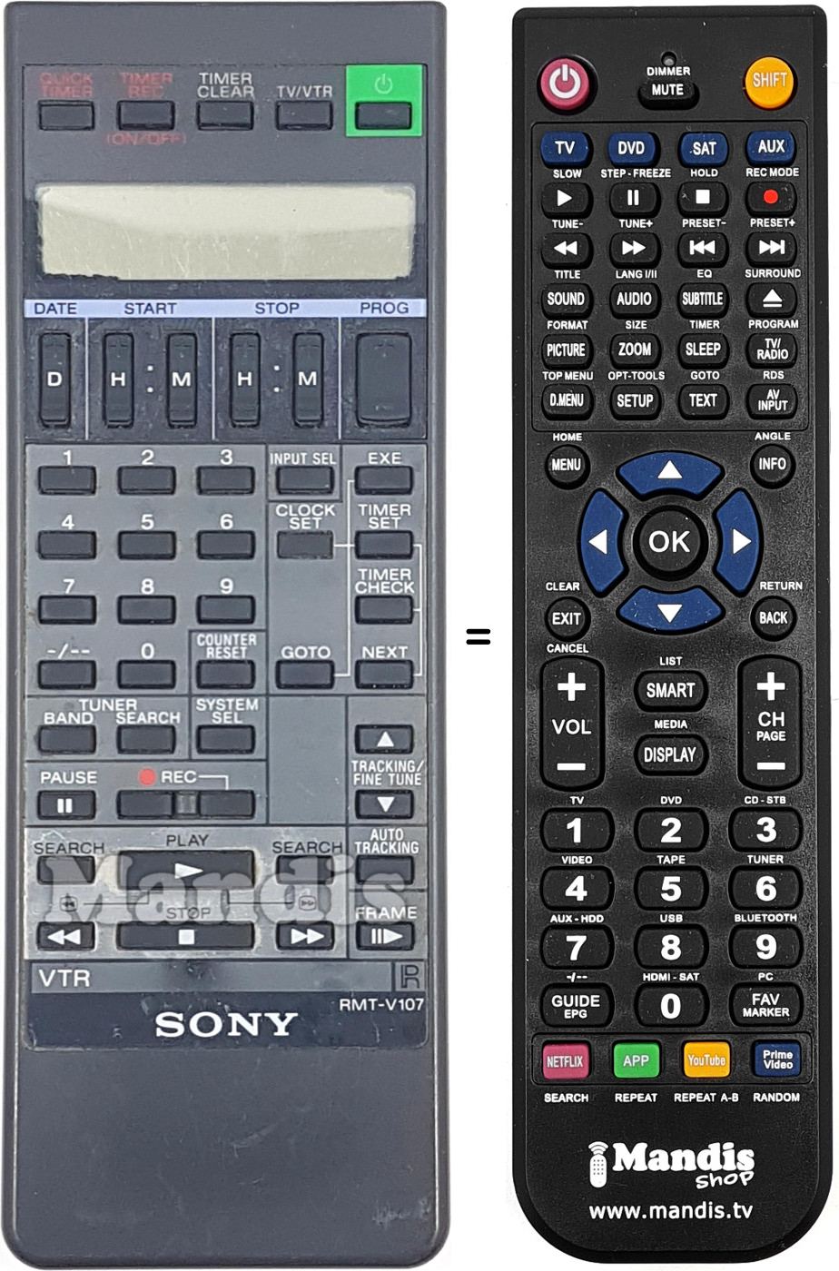 Replacement remote control RMT-V107