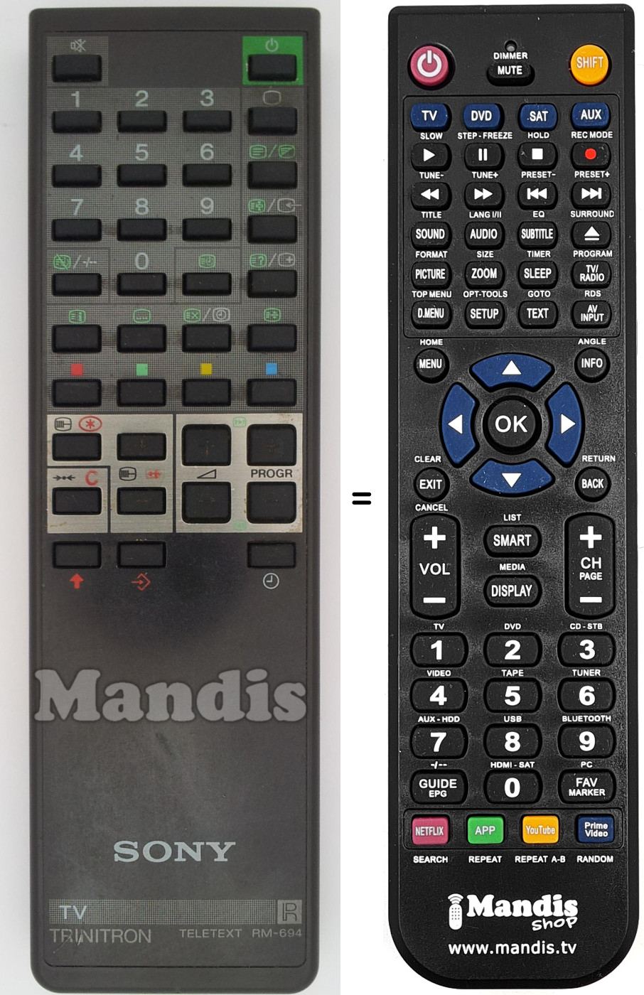 Replacement remote control Sony RM-694