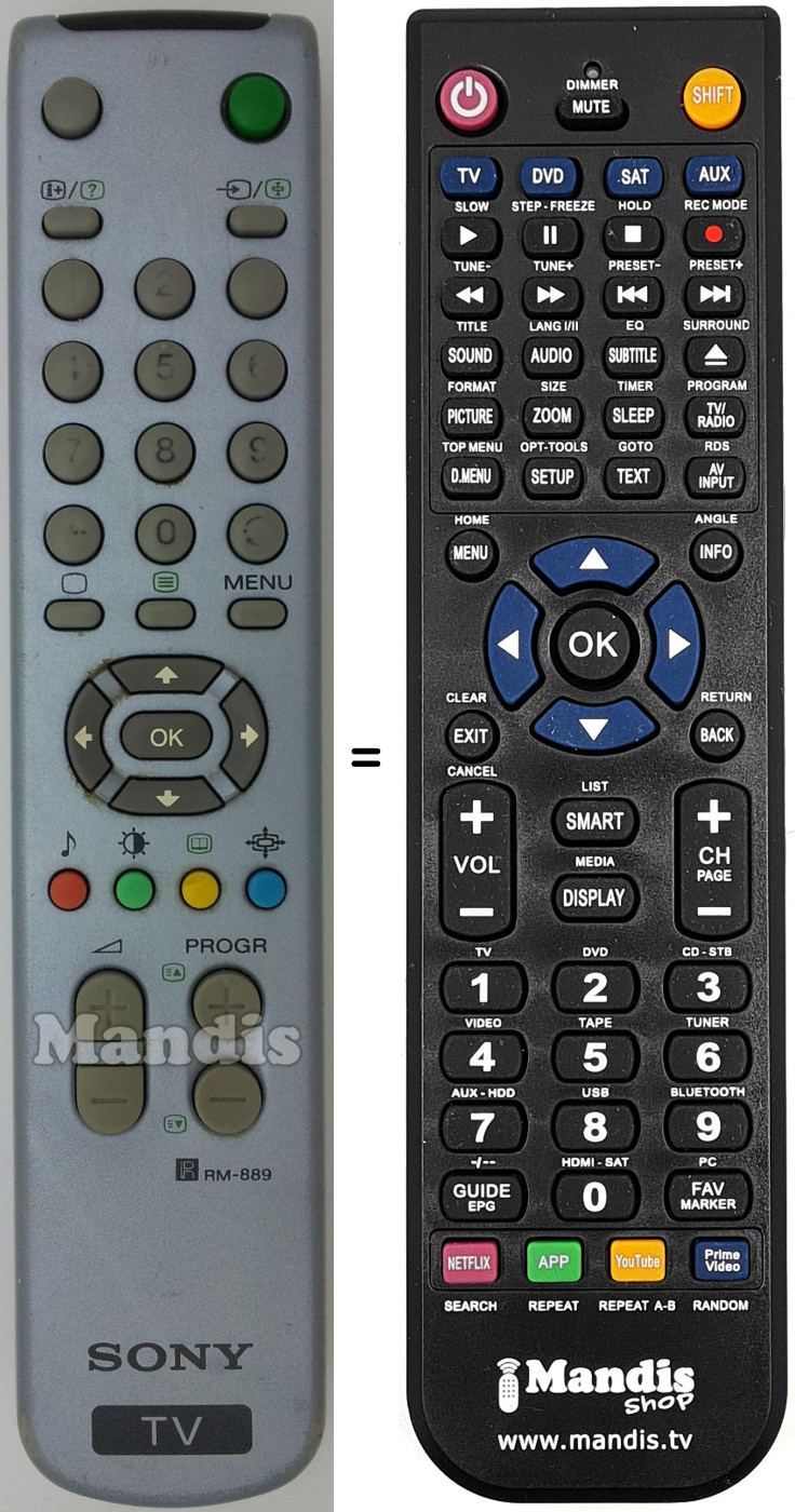Replacement remote control RM-889
