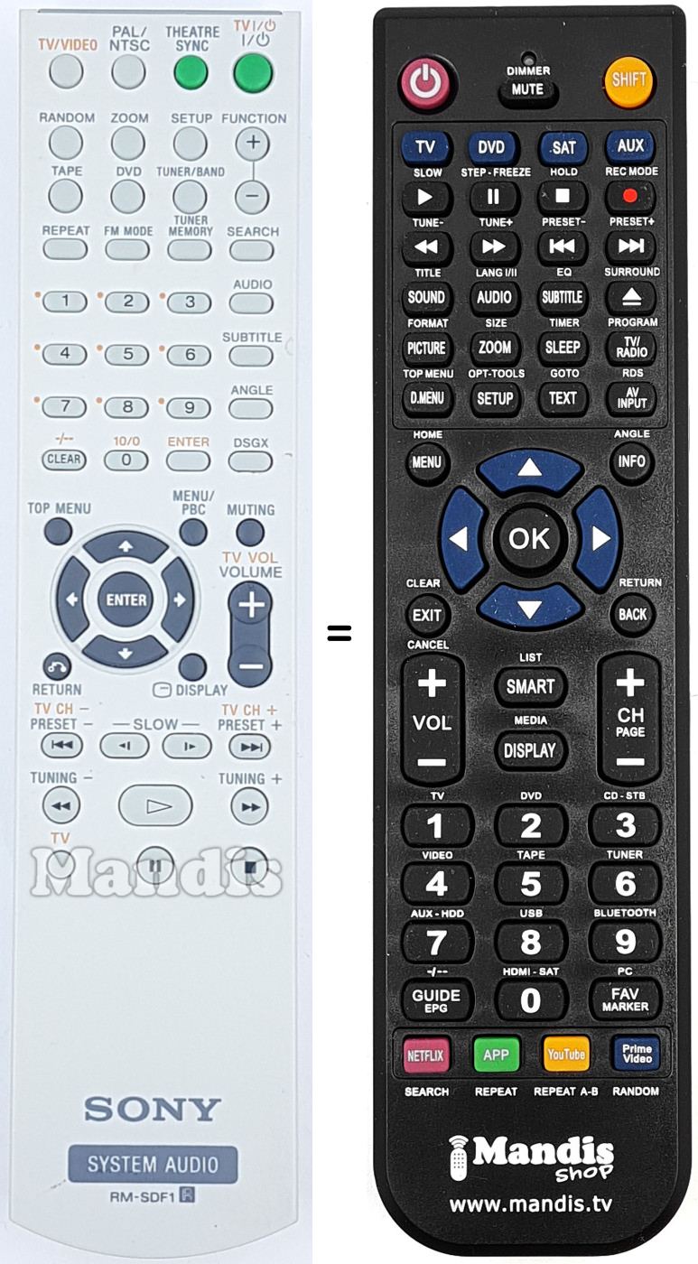 Replacement remote control Sony RM-SDF1