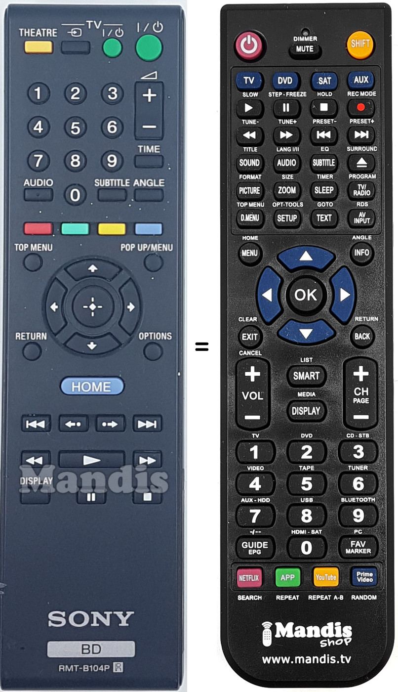 Replacement remote control Sony RMT-B104P