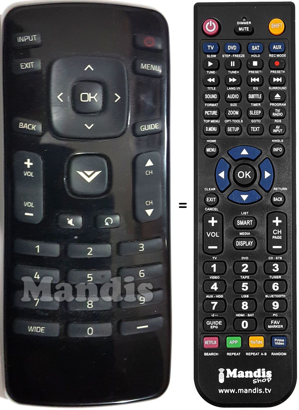 Replacement remote control VIZIO E320-B0