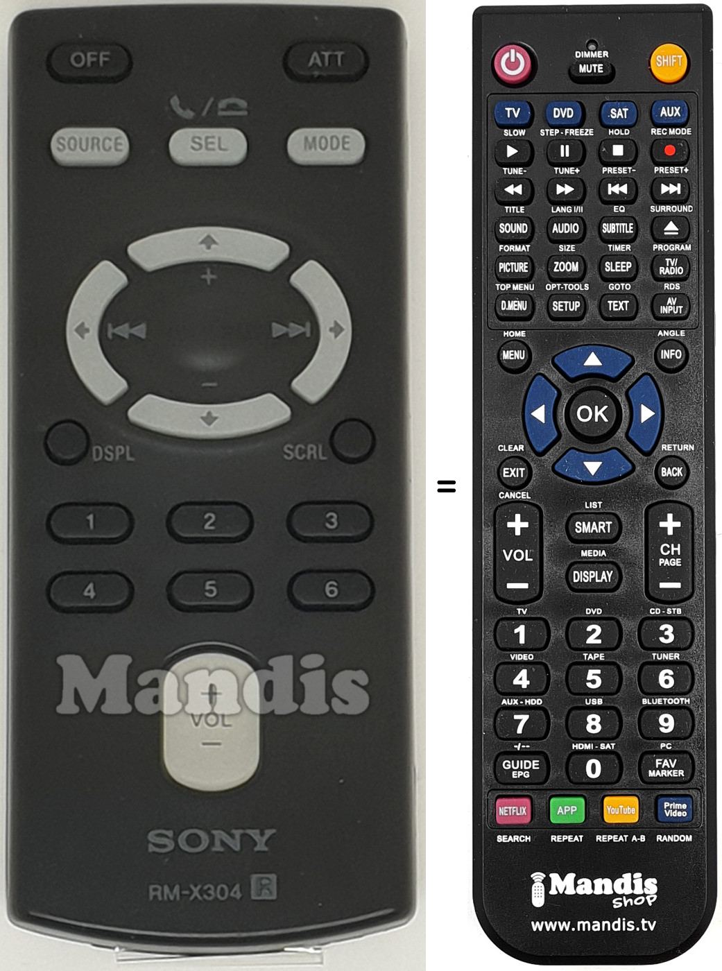 Replacement remote control RM-X 304