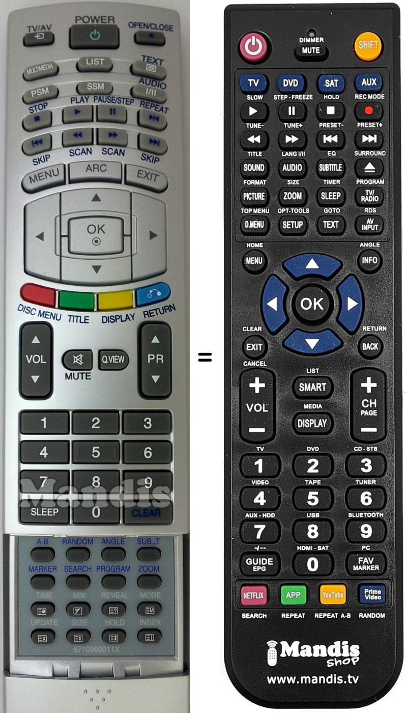 Replacement remote control LG 6710900011X