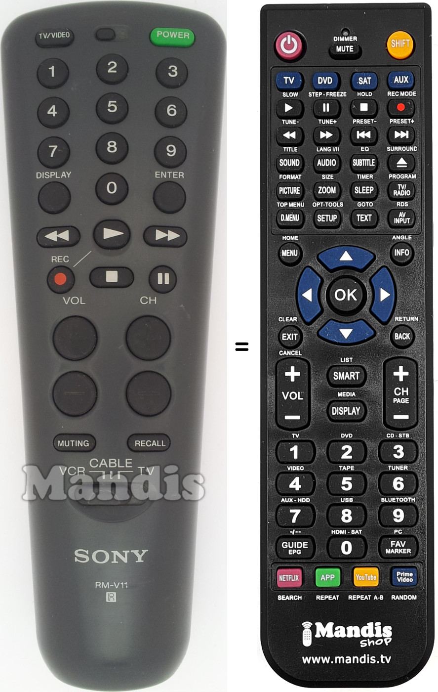 Replacement remote control RM-V11T