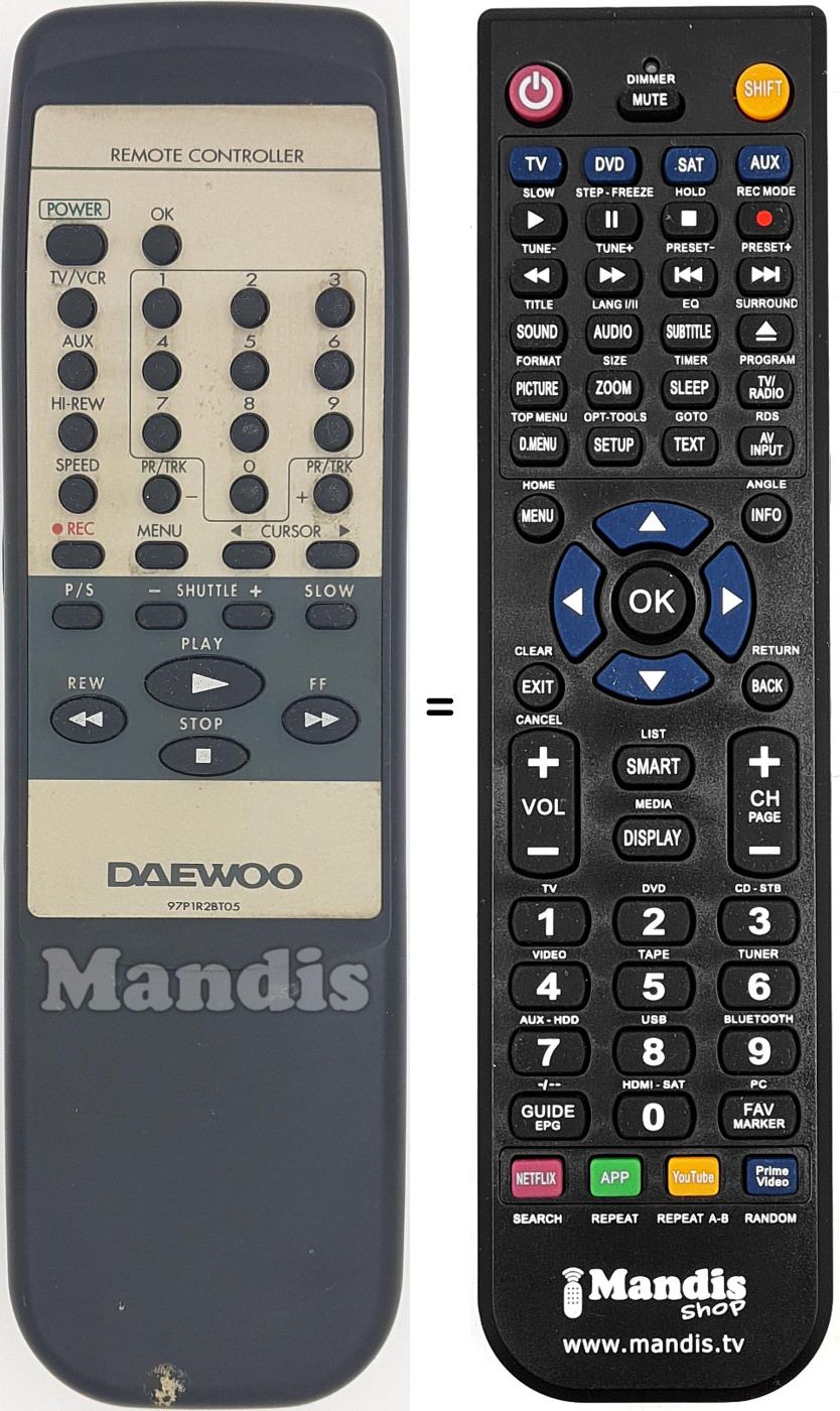 Replacement remote control 97P1R2BT05