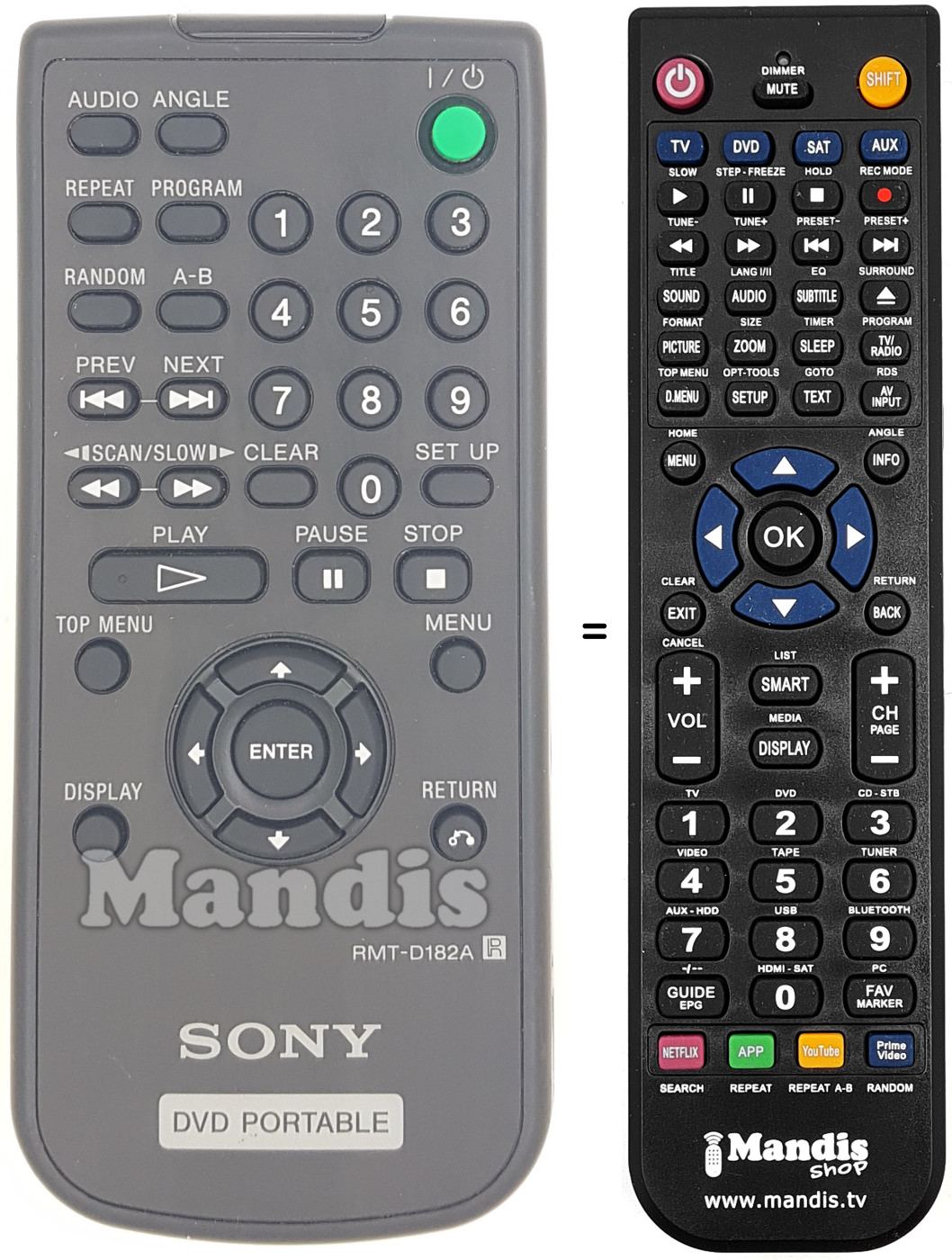 Replacement remote control RMT-D 182 A