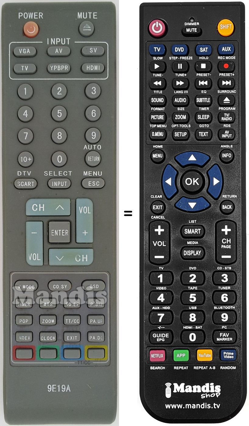 Replacement remote control 9E19A
