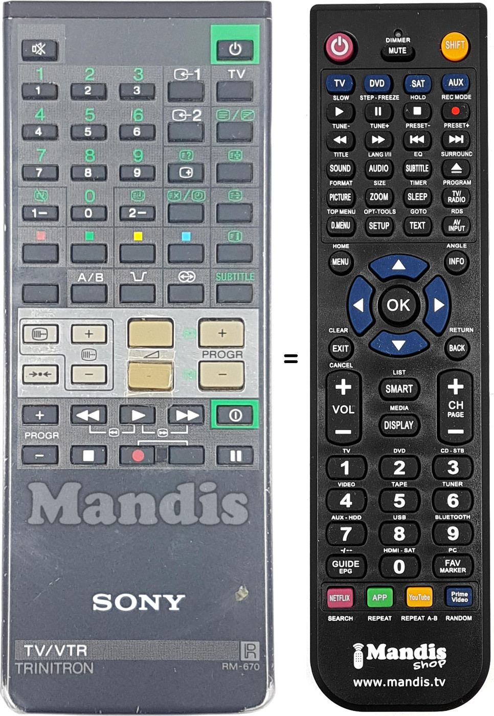 Replacement remote control Sony RM-670